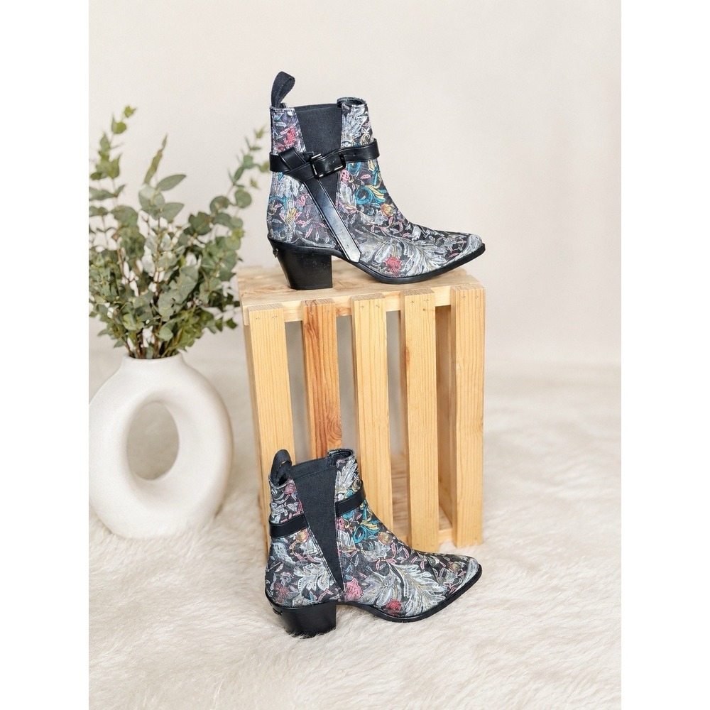 Zadig & Voltaire Floral Western Leather Ankle Boots Women's US 5.5-6 EU 36